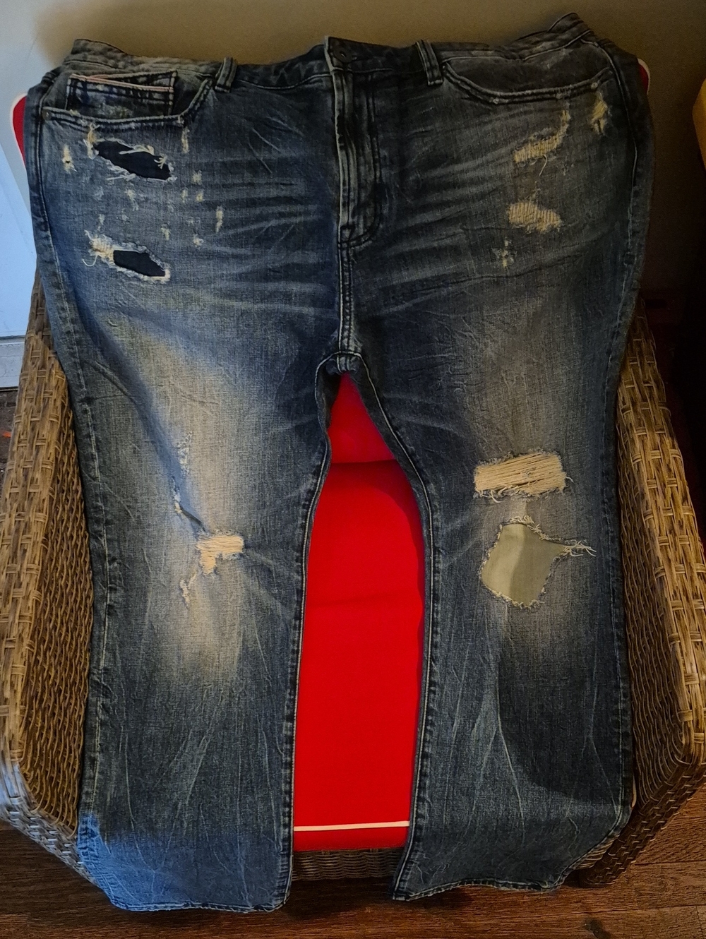 Cult of Individuality Distressed Dark Blue Relaxed Jeans